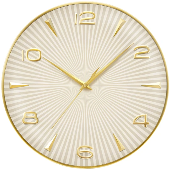 Унисекс стенен часовник с кварцов механизъм - цвят Шампанско Злато