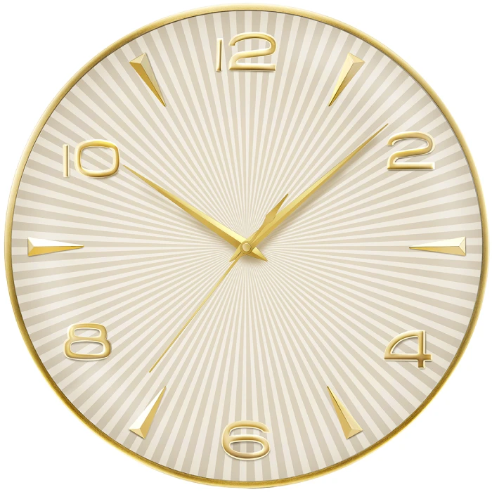 Унисекс стенен часовник с кварцов механизъм - цвят Шампанско Злато