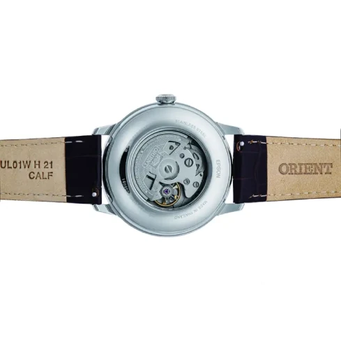 Мъжки ръчен часовник с автоматичен механизъм - корпус от Стомана - Естествена кожа - цвят Тюркоаз Кафяв