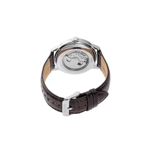 Мъжки ръчен часовник с автоматичен механизъм - корпус от Стомана - Естествена кожа - цвят Тюркоаз Кафяв