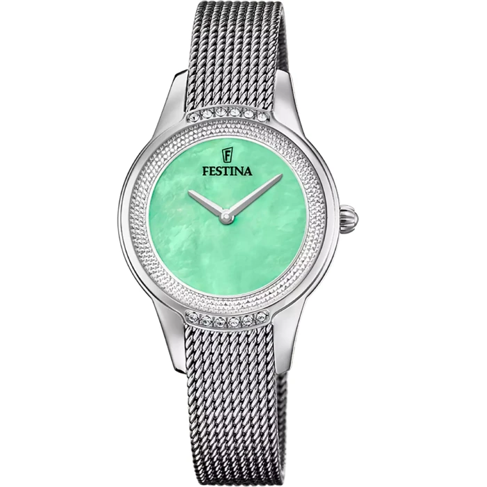 Дамски ръчен часовник с кварцов механизъм - корпус от Стомана - Меш - цвят Седеф Сив