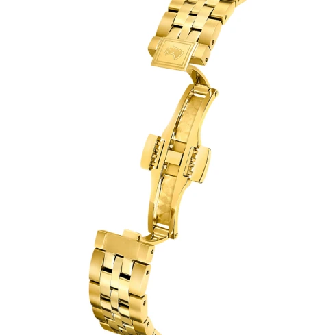 Дамски ръчен часовник с автоматичен механизъм - корпус от Стомана - Стоманена верижка - цвят Черен Злато