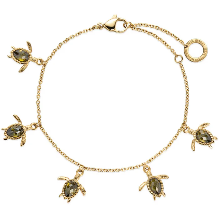 Дамски гривна от MS Рециклирана стомана - с форма Костенурка - Цирконий