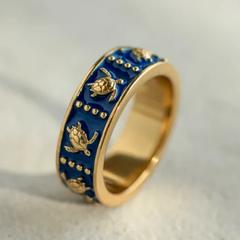 Дамски пръстен от MS Рециклирана стомана - с форма Костенурка