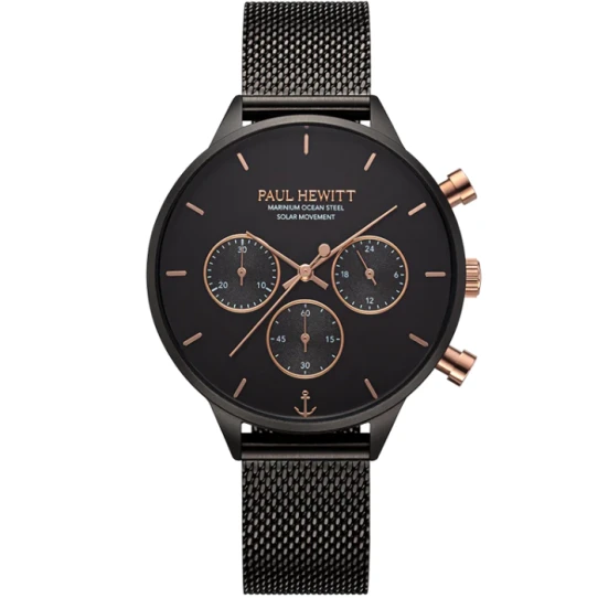 Унисекс ръчен часовник с кварцов механизъм - корпус от Стомана - Меш - цвят Черен Черен