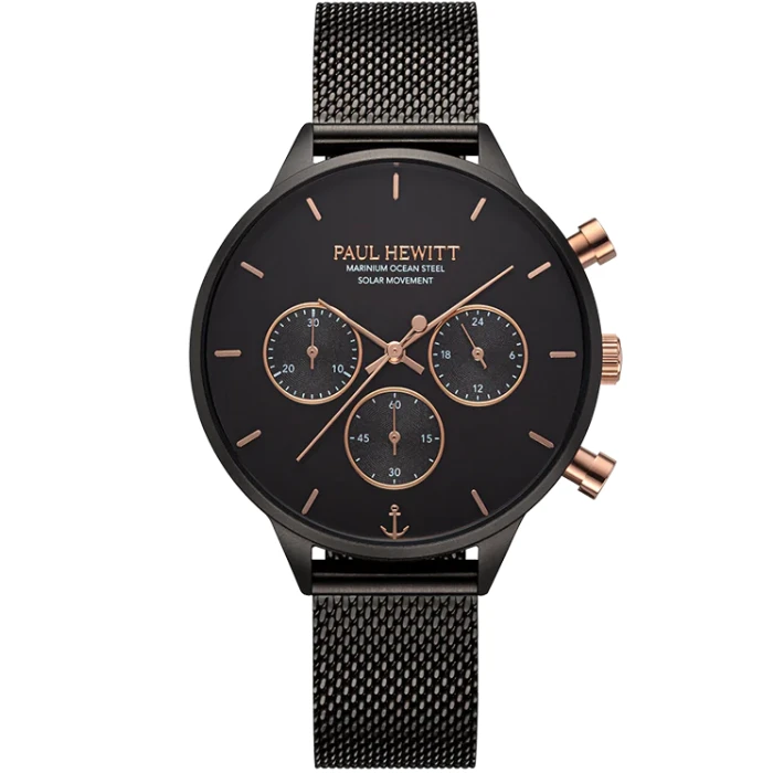 Унисекс ръчен часовник с кварцов механизъм - корпус от Стомана - Меш - цвят Черен Черен