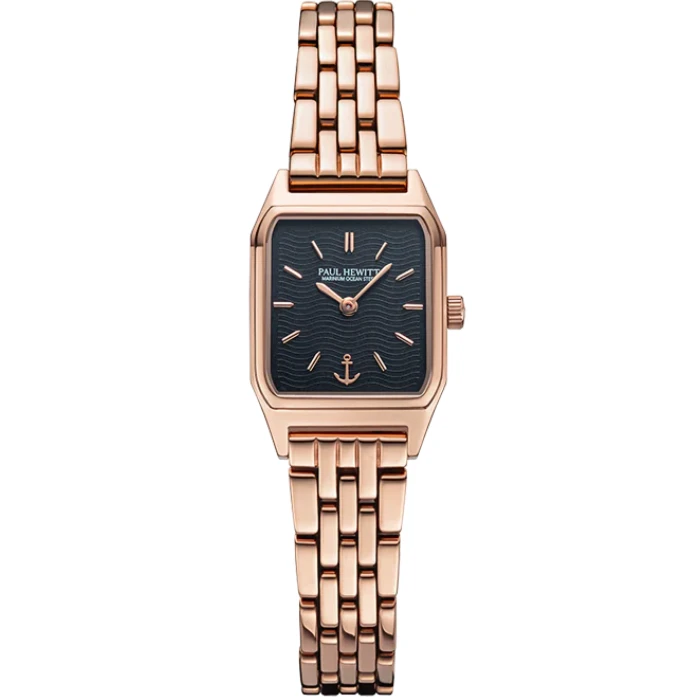 Дамски ръчен часовник с кварцов механизъм - корпус от Стомана - Стоманена верижка - цвят Черен Розово Злато