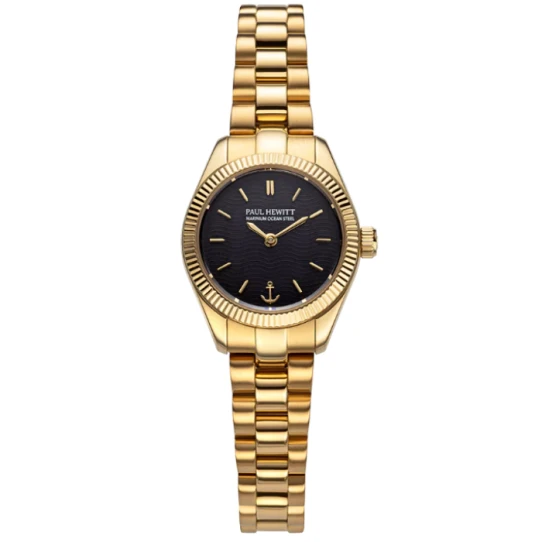 Дамски ръчен часовник с кварцов механизъм - корпус от Стомана - Стоманена верижка - цвят Черен Злато