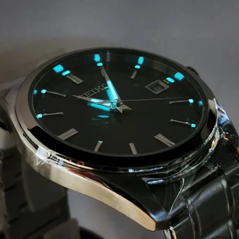 Мъжки ръчен часовник с кварцов механизъм - корпус от Стомана - Стоманена верижка - цвят Черен