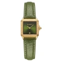 Дамски ръчен часовник с кварцов механизъм - корпус от Стомана - Естествена кожа - цвят Зелен Черен