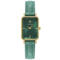 Дамски ръчен часовник с кварцов механизъм - корпус от Стомана - Естествена кожа - цвят Зелен Зелен
