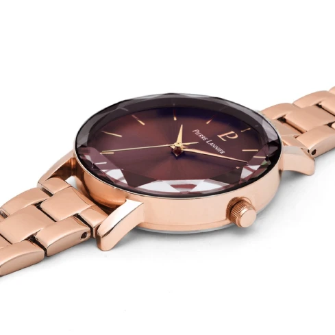 Дамски ръчен часовник с кварцов механизъм - корпус от Стомана - Стоманена верижка - цвят Червен Розово Злато