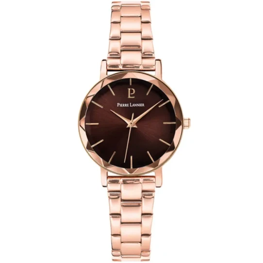 Дамски ръчен часовник с кварцов механизъм - корпус от Стомана - Стоманена верижка - цвят Червен Розово Злато