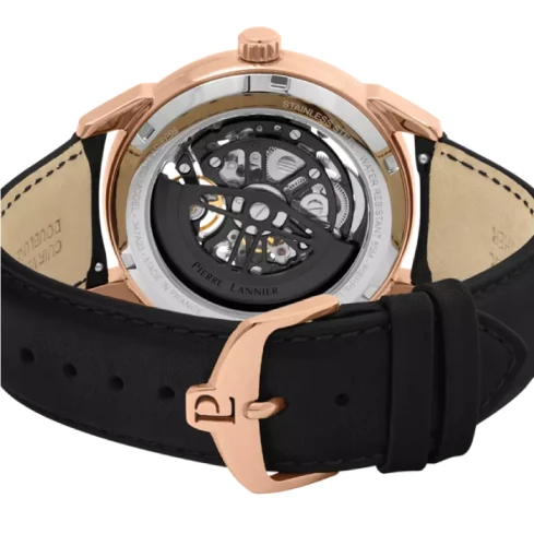 Мъжки ръчен часовник с автоматичен механизъм - корпус от Стомана - Естествена кожа - цвят Скелетон Кафяв