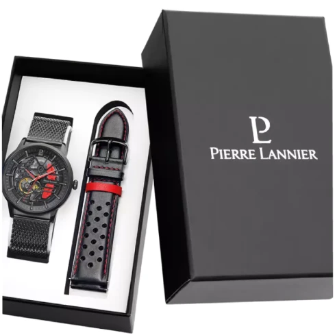 Мъжки ръчен часовник с автоматичен механизъм - корпус от Стомана - Меш - цвят Скелетон Червен