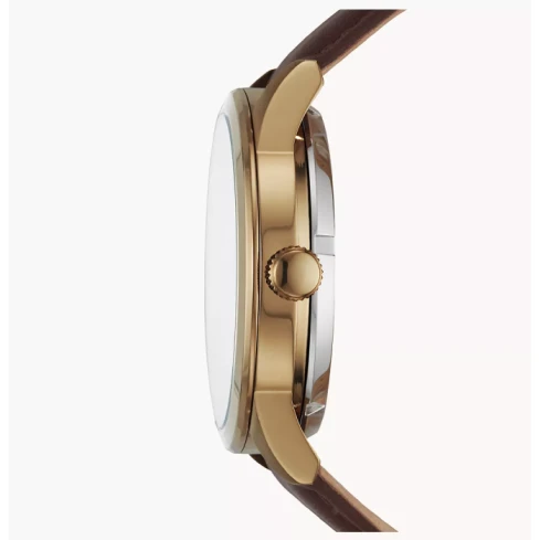 Мъжки ръчен часовник с автоматичен механизъм - корпус от Стомана - Естествена кожа - цвят Скелетон Кафяв