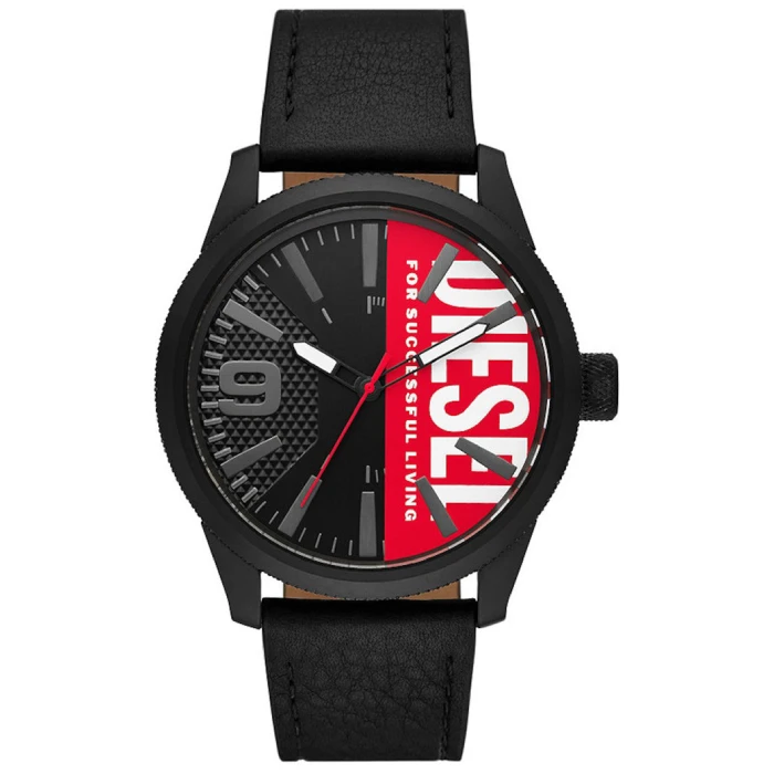 Мъжки ръчен часовник с кварцов механизъм - корпус от Стомана - Естествена кожа - цвят Черен Черен