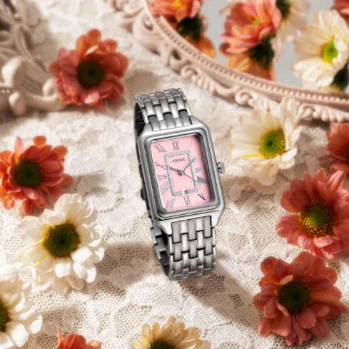 Дамски ръчен часовник с кварцов механизъм - корпус от Стомана - Стоманена верижка - цвят Седеф Сив