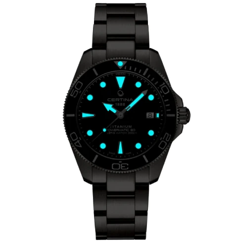 Мъжки ръчен часовник с автоматичен механизъм - корпус от Титан - Титаниева верижка - цвят Син Сив