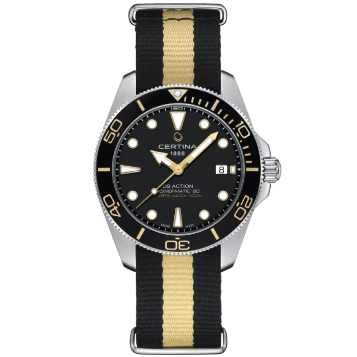 Мъжки ръчен часовник с автоматичен механизъм - корпус от Стомана - Меш - цвят Черен Бежов