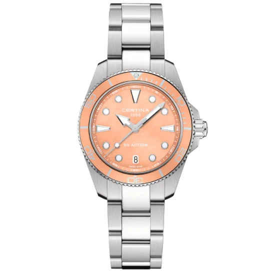 Дамски ръчен часовник с кварцов механизъм - корпус от Стомана - Стоманена верижка - цвят Седеф Сив