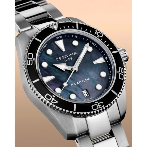 Дамски ръчен часовник с кварцов механизъм - корпус от Стомана - Стоманена верижка - цвят Седеф Сив