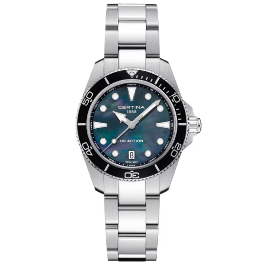 Дамски ръчен часовник с кварцов механизъм - корпус от Стомана - Стоманена верижка - цвят Седеф Сив