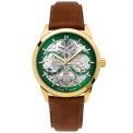Мъжки ръчен часовник с автоматичен механизъм - корпус от Стомана - Естествена кожа - цвят Скелетон Кафяв