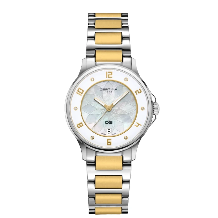 Дамски ръчен часовник с кварцов механизъм - корпус от Стомана - Стоманена верижка - цвят Седеф