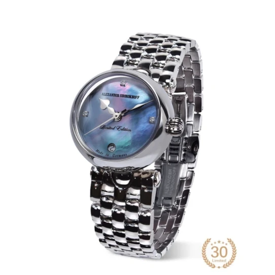 Дамски ръчен часовник с автоматичен механизъм - корпус от Стомана - Стоманена верижка - цвят Седеф