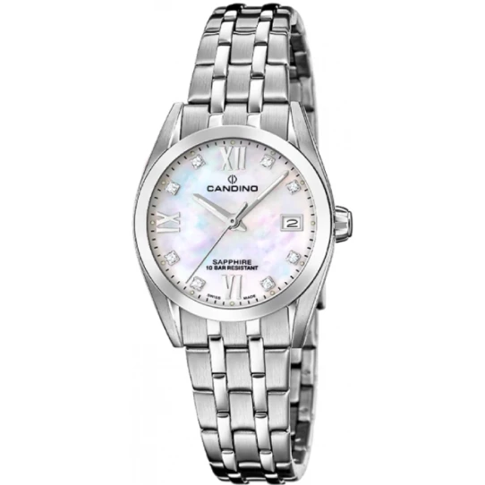 Дамски ръчен часовник с кварцов механизъм - корпус от Стомана - Стоманена верижка - цвят Седеф