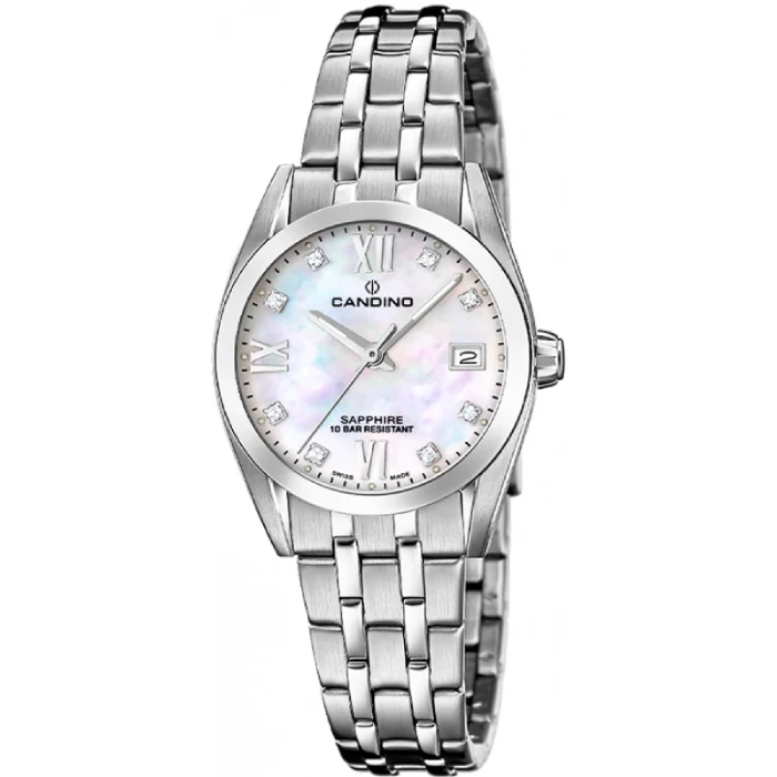 Дамски ръчен часовник с кварцов механизъм - корпус от Стомана - Стоманена верижка - цвят Седеф