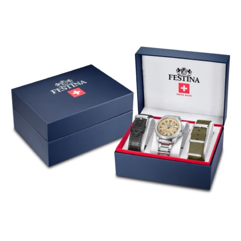 Мъжки ръчен часовник с кварцов механизъм - корпус от Стомана - Стоманена верижка - цвят Шампанско