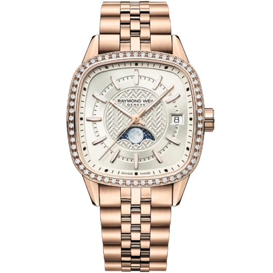 Дамски ръчен часовник с автоматичен механизъм - корпус от Стомана - Златна верижка - цвят Шампанско