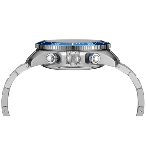 Мъжки ръчен часовник с автоматичен механизъм - корпус от Стомана и керамика - Стоманена верижка - цвят Син Сив