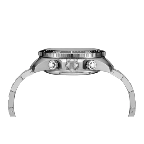 Мъжки ръчен часовник с автоматичен механизъм - корпус от Стомана и керамика - Стоманена верижка - цвят Черен Сив