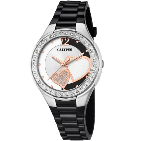 Унисекс ръчен часовник с кварцов механизъм - корпус от Стомана - Силиконова каишка - цвят Сребрист Черен