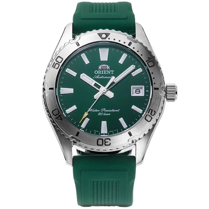 Унисекс ръчен часовник с автоматичен механизъм - корпус от Стомана - Силиконова каишка - цвят Зелен