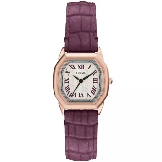 Дамски ръчен часовник с кварцов механизъм - корпус от Стомана - Естествена кожа - цвят Шампанско