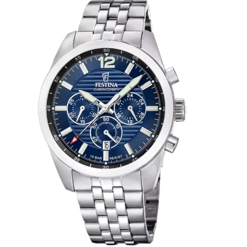 Мъжки ръчен часовник с кварцов механизъм - корпус от Стомана - Стоманена верижка - цвят Син