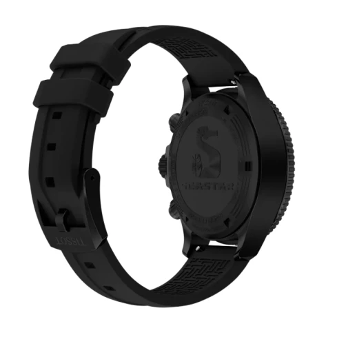 Унисекс ръчен часовник с кварцов механизъм - корпус от Стомана - Силиконова каишка - цвят Черен