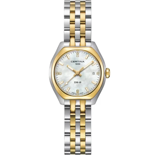 Дамски ръчен часовник с кварцов механизъм - корпус от Стомана - цвят Седеф Жълт