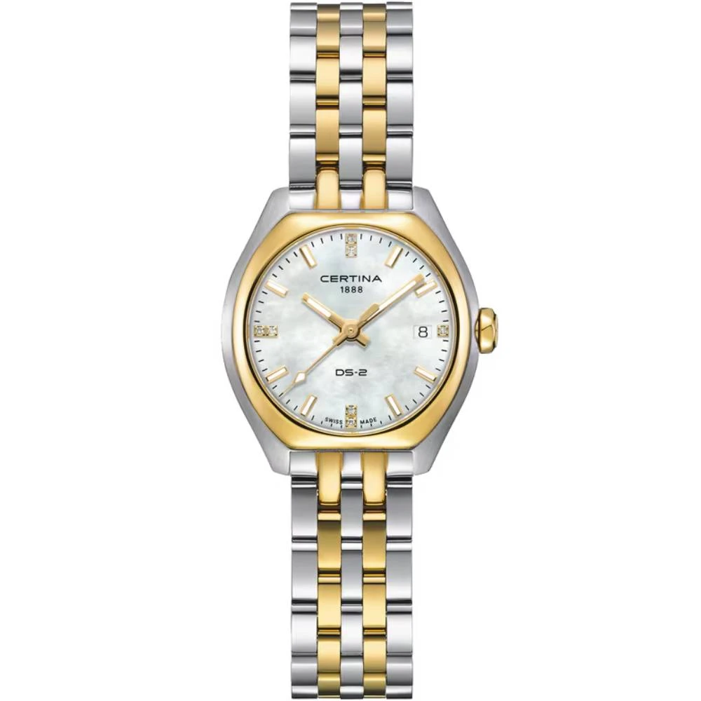 Дамски ръчен часовник с кварцов механизъм - корпус от Стомана - цвят Седеф Жълт