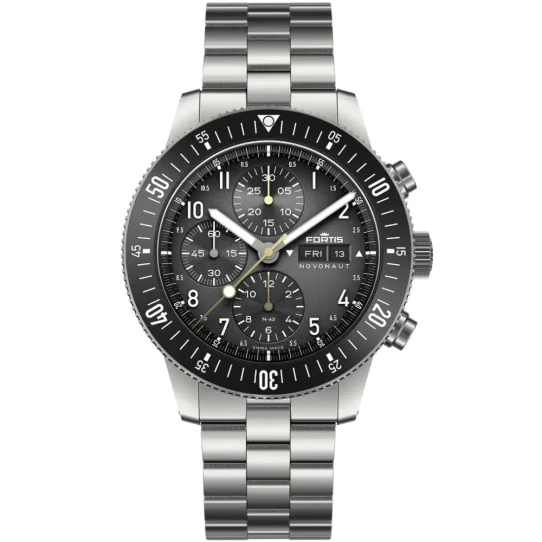 Мъжки ръчен часовник с автоматичен механизъм - корпус от Титан - Титаниева верижка - цвят Черен