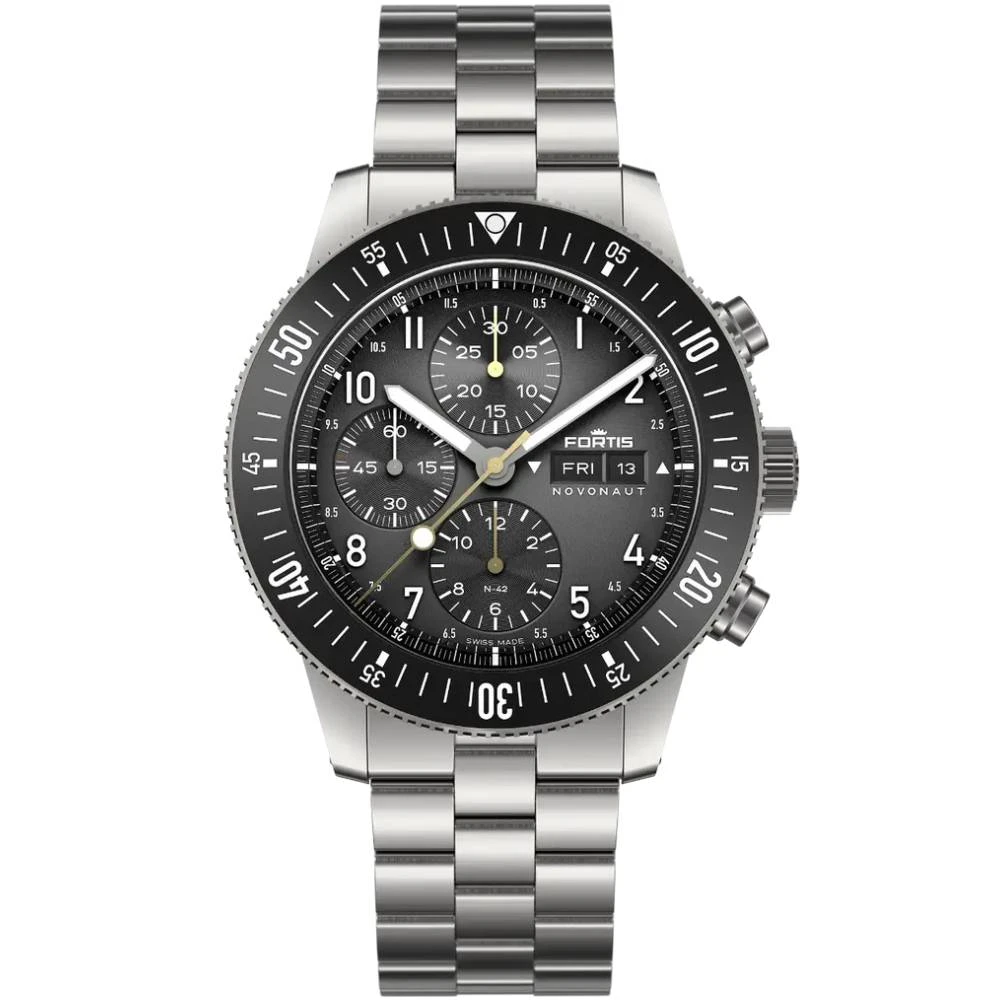 Мъжки ръчен часовник с автоматичен механизъм - корпус от Титан - Титаниева верижка - цвят Черен