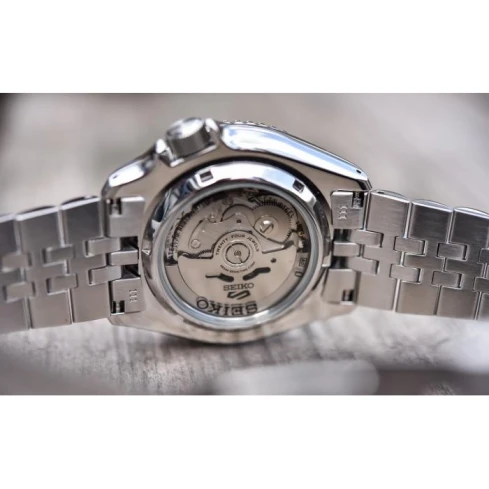 Мъжки ръчен часовник с автоматичен механизъм - корпус от Стомана - Стоманена верижка - цвят Черен