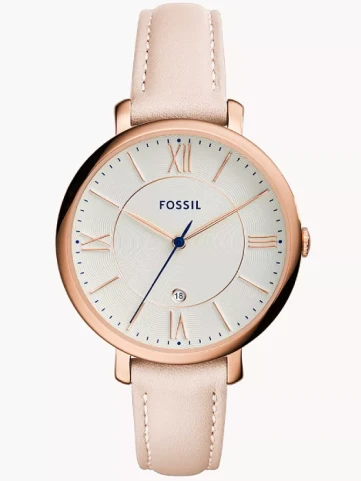 Дамски ръчен часовник с кварцов механизъм - корпус от Стомана - Естествена кожа - цвят Бял Розово Злато