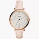 Дамски ръчен часовник с кварцов механизъм - корпус от Стомана - Естествена кожа - цвят Бял Розово Злато