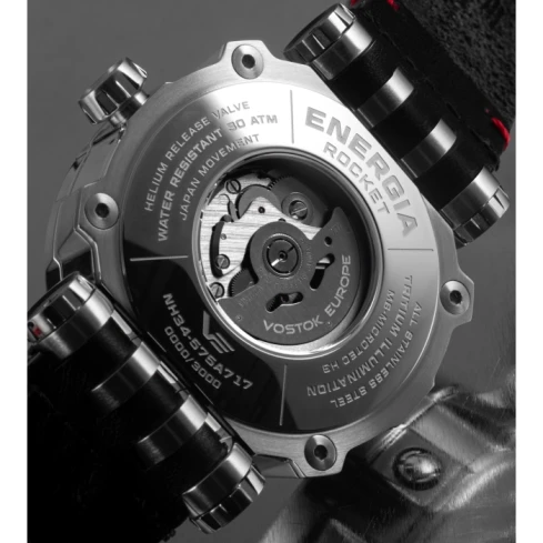 Мъжки ръчен часовник с автоматичен механизъм - корпус от Стомана - Естествена кожа - цвят Черен