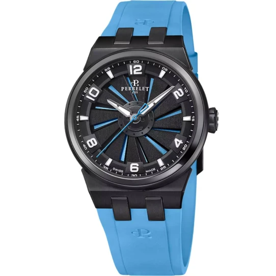 Мъжки ръчен часовник с автоматичен механизъм - корпус от Титан - Каучук - цвят Син